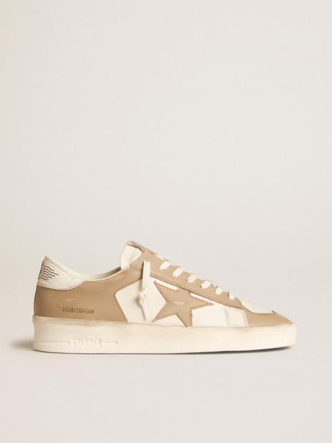 Stardan in white and beige leather with beige star and white heel tab