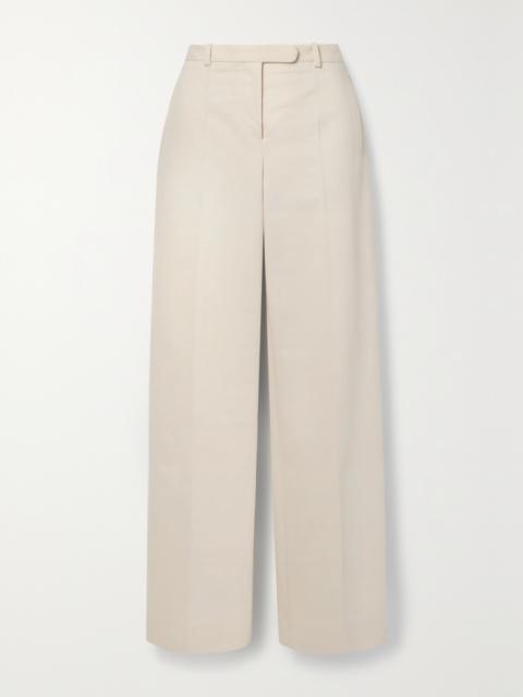 The Row Banew Pleated Cotton And Wool-blend Straight-leg Pants