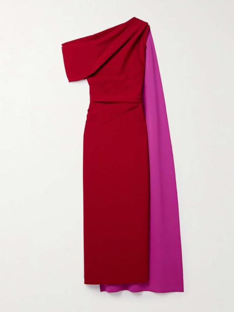 Roksanda Maite one-shoulder cape-effect two-tone cady maxi dress