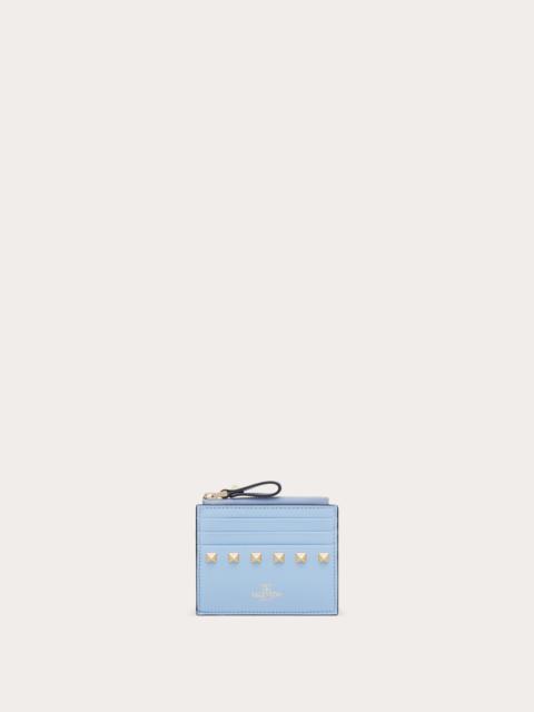 ROCKSTUD CALFSKIN CARDHOLDER WITH ZIPPER