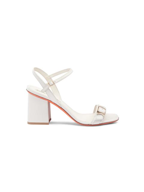 Santoni Women's white leather mid-heel sandal