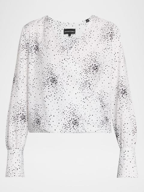 EMPORIO ARMANI Dotted Surplice Blouse
