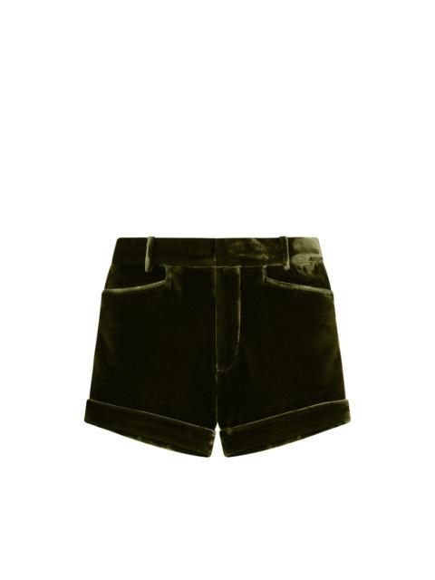 SHARP BONDED VELVET TAILORED SHORTS