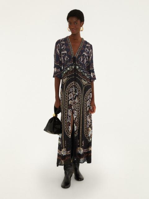 FARM RIO Daniela Short Sleeve Ruffled Maxi Dress