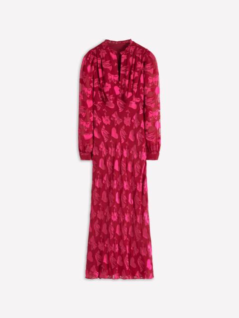 BODEN Cassie Devore Midi Tea Dress-Pink Peony, Dainty Medley