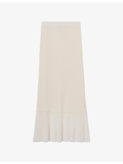 Claudie Pierlot Pleated Ribbed Knitted Maxi Skirt