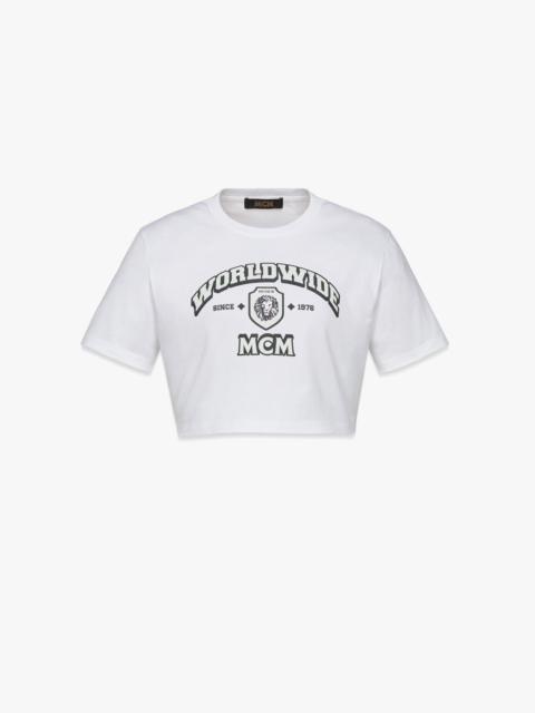 MCM MCM Worldwide Print Cropped T-Shirt in Organic Cotton
