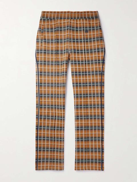 Straight-Leg Checked Recycled-Jersey Track Pants