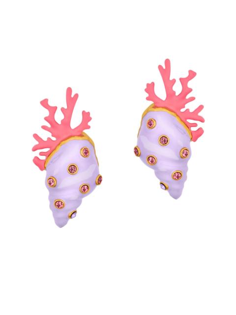 Oscar de la Renta Women's Shell & Coral 24K-Gold-Plated, Enamel & Glass Crystal Drop Earrings - Lilac