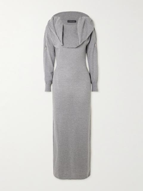 Y/Project Hooded Zip-detailed Merino Wool Maxi Dress