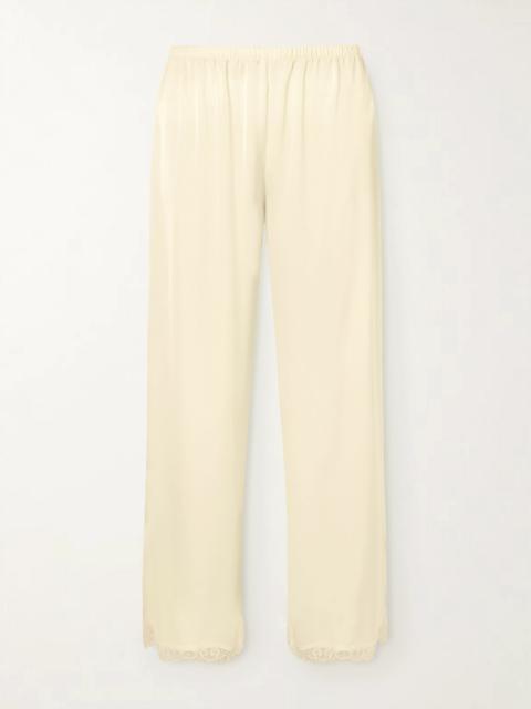 FAITHFULL Adnina lace-trimmed recycled-satin wide-leg pants Yellow