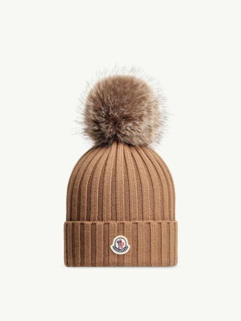 Moncler Wool Beanie with Pom Pom