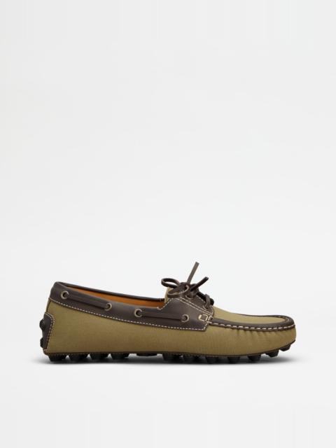 Tod's BOAT BUBBLE GOMMINO LOAFERS IN CANVAS AND LEATHER