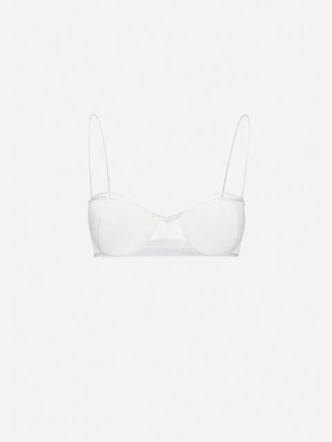 MAGDA BUTRYM Lace-trim silk bra in white