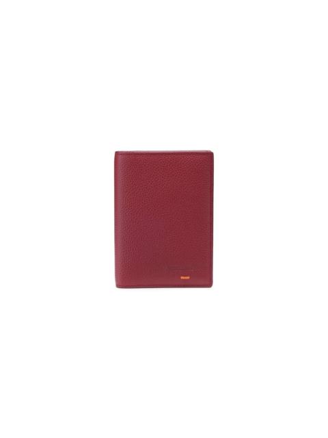 Santoni Burgundy tumbled leather passport case