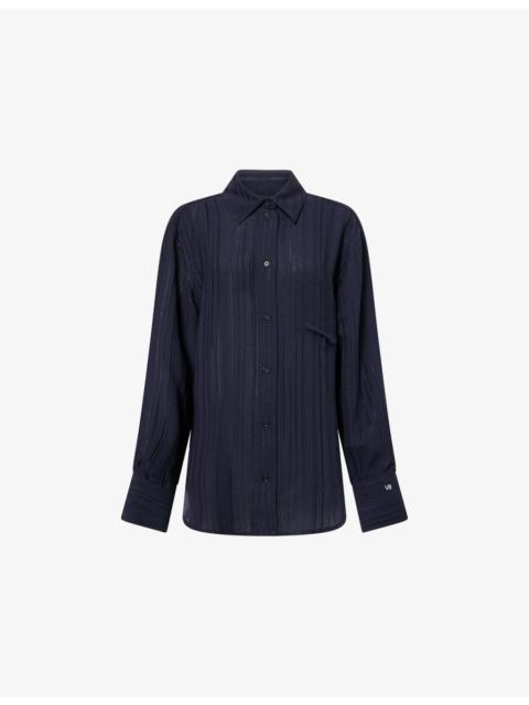 Victoria Beckham Stitched-Stripe Pyjama-Style Woven Shirt
