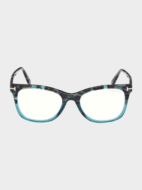 TOM FORD Square Acetate Blue Block Glasses