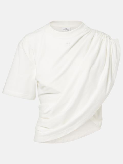 courrèges Ruched asymmetric cotton jersey T-shirt