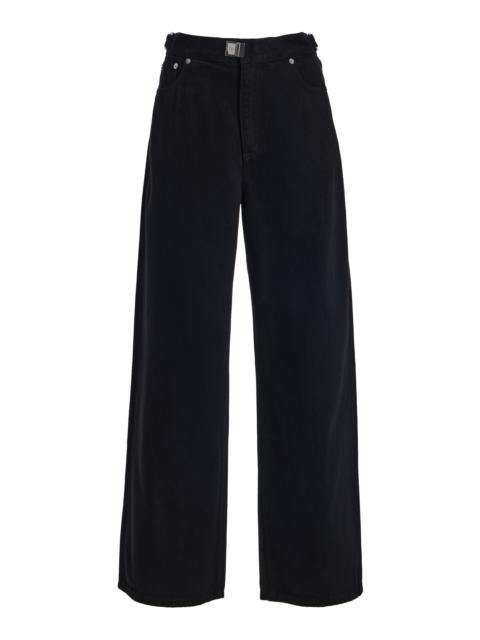 STILL HERE Buckle Rigid Mid-Rise Wide-Leg Jeans