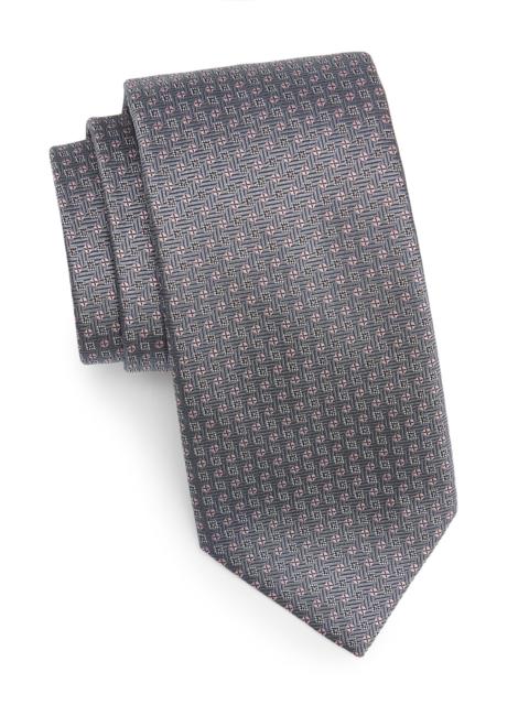 Canali Men's Geometric Silk Tie - Grey