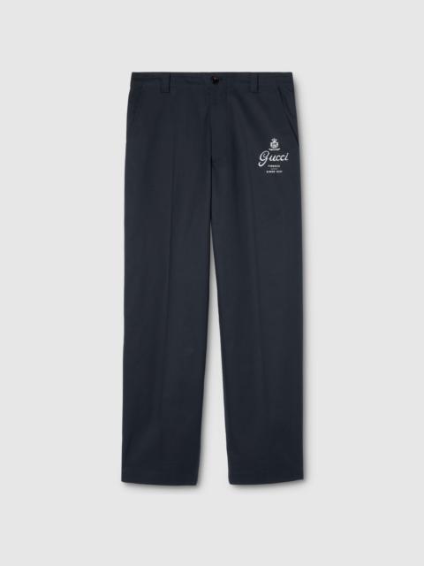 GUCCI Cotton twill pants with print