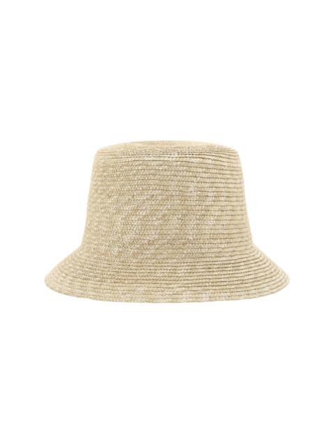 SAINT LAURENT logo-plaque straw bucket hat