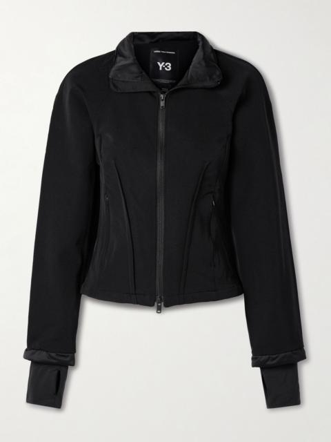 Y-3 + Y-3 satin-trimmed twill track jacket Black