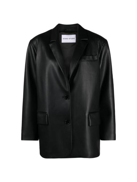 STAND STUDIO faux-leather single-breasted blazer