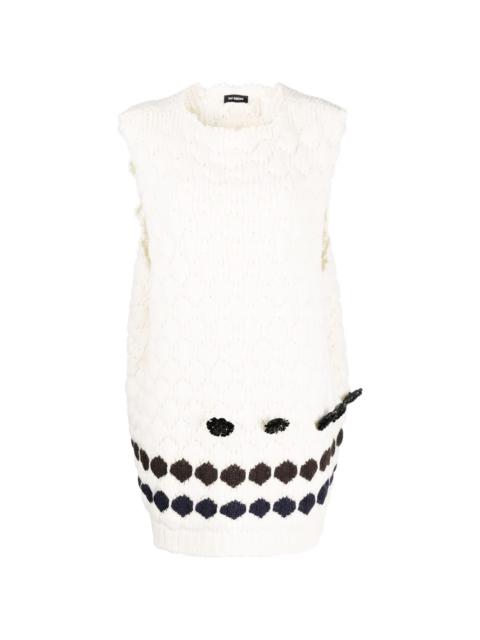 Raf Simons diamond-stitch floral-embellished knitted vest