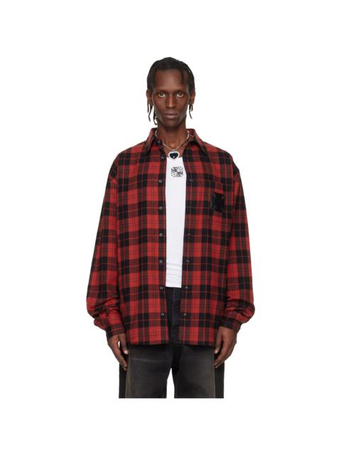 VETEMENTS Red Leather Cross Flannel Shirt