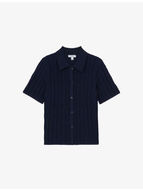 REISS Audrey Short-Sleeved Knitted Shirt
