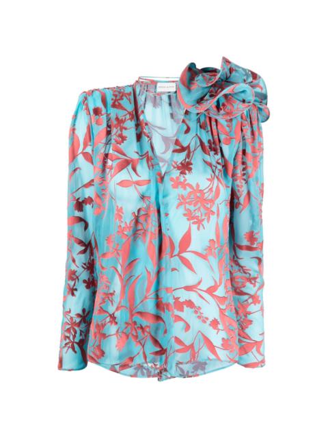 MAGDA BUTRYM flower-appliquÃ© V-neck blouse