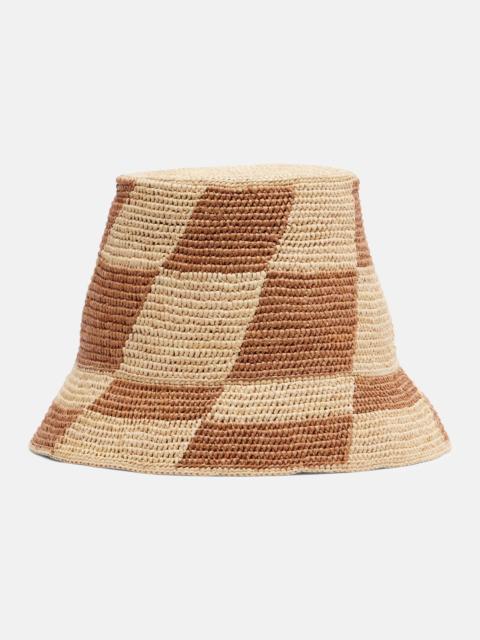 ALÉMAIS Checked raffia bucket hat