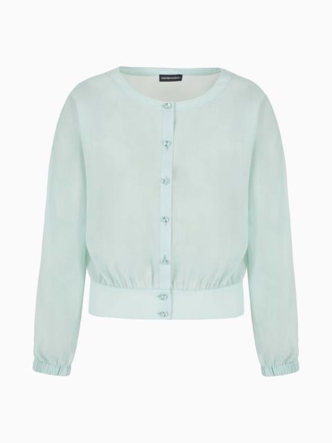 EMPORIO ARMANI Georgette round-neck shirt with gathering