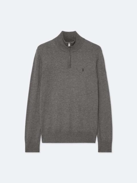 ALLSAINTS KILBURN ZIP FUNNEL NECK RAMSKULL JUMPER