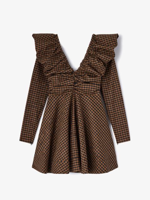 GANNI DRESS IN CHECK TAFFETA