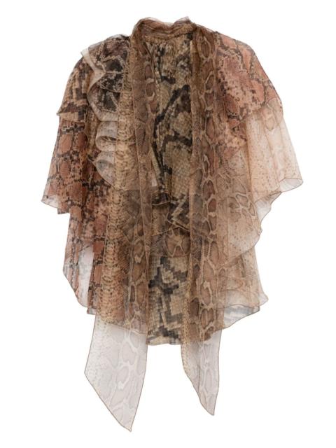 Zimmermann ruffled snakeskin-print blouse