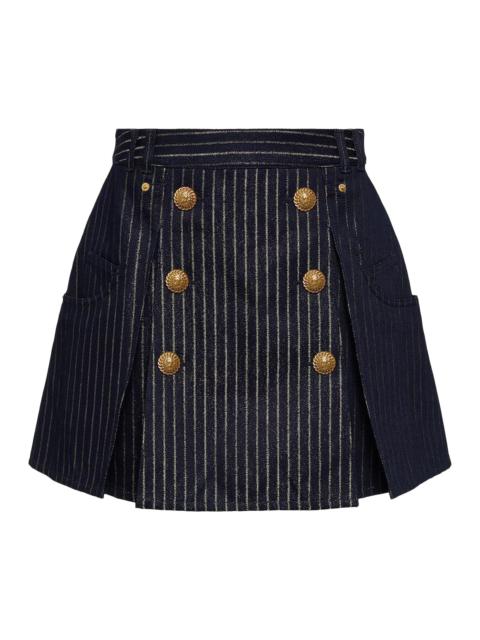 Balmain Pinstripe Button Detailed Skirt 'Blue'