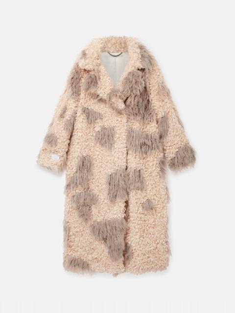 Stella McCartney Tree Bark Print Long Teddy Coat