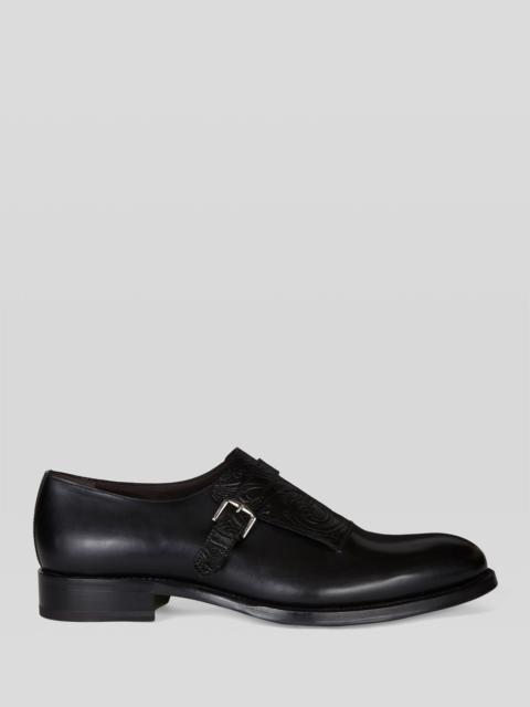 LEATHER MONK STRAPS WITH PAISLEY PATTERN