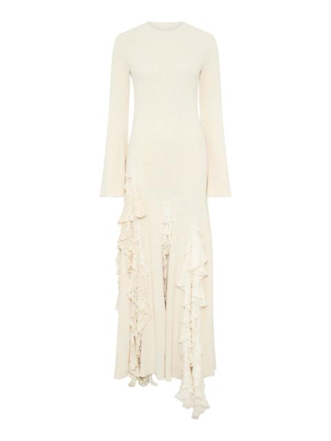 GABRIELA HEARST Bloomsbury Knit Dress in Ivory Silk with Custom Ruffles