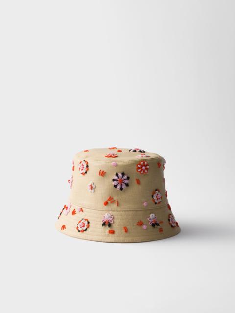 Prada Embroidered canvas bucket hat