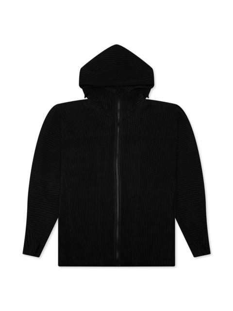 ISSEY MIYAKE WICKERWORK MESH ZIP-UP - BLACK
