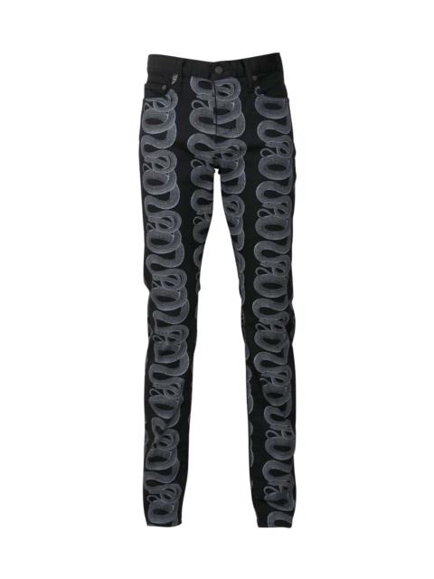 Hysteric Glamour SNAKE LOOP PATTERN SLIM DENIM PANTS / BLK