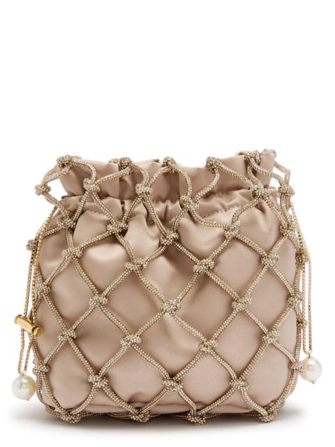 Rosantica Rosantica Selene Capri Crystal-embellished Satin Drawstring bag