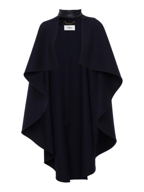 Chloé Asymmetric Cropped Wool Cape Coat navy | modaoperandi