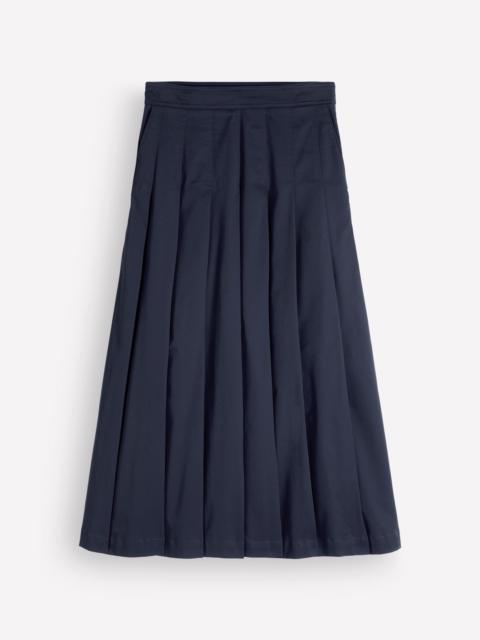 BODEN Aya cotton sateen Midi Skirt-Navy