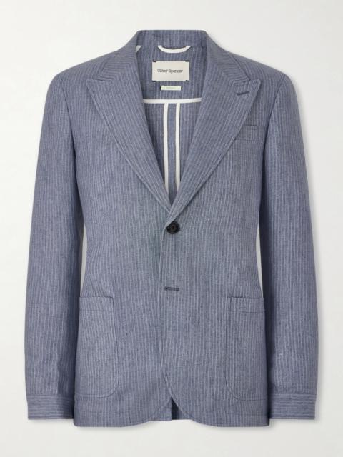 Oliver Spencer Wilkins Pinstriped Linen Suit Jacket