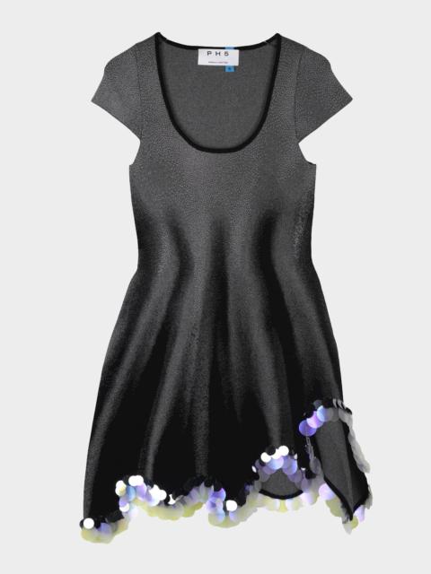PH5 Zingel Reflective Wavy-Hem Mini Dress