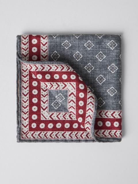 Brunello Cucinelli Silk pocket square with pattern and border